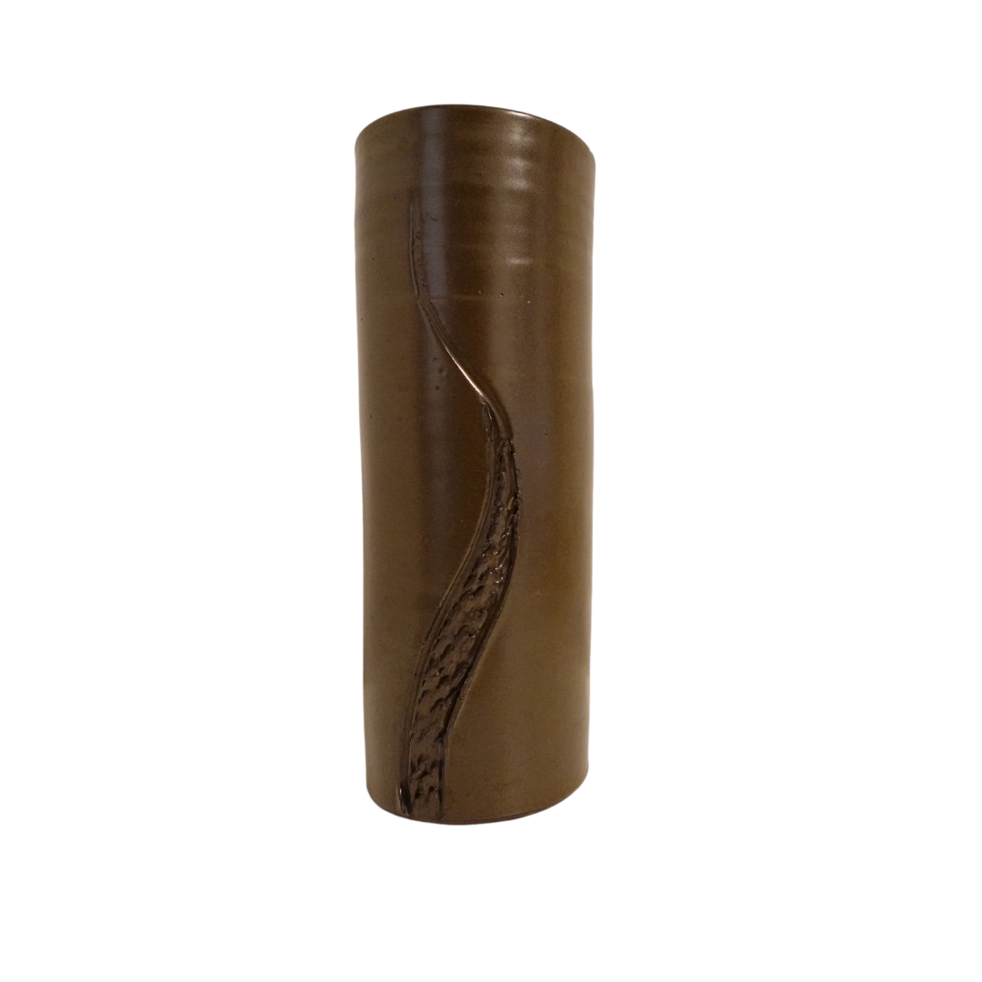 10 in. Tall Vintage Japanese Cylinder Ikebana Vase