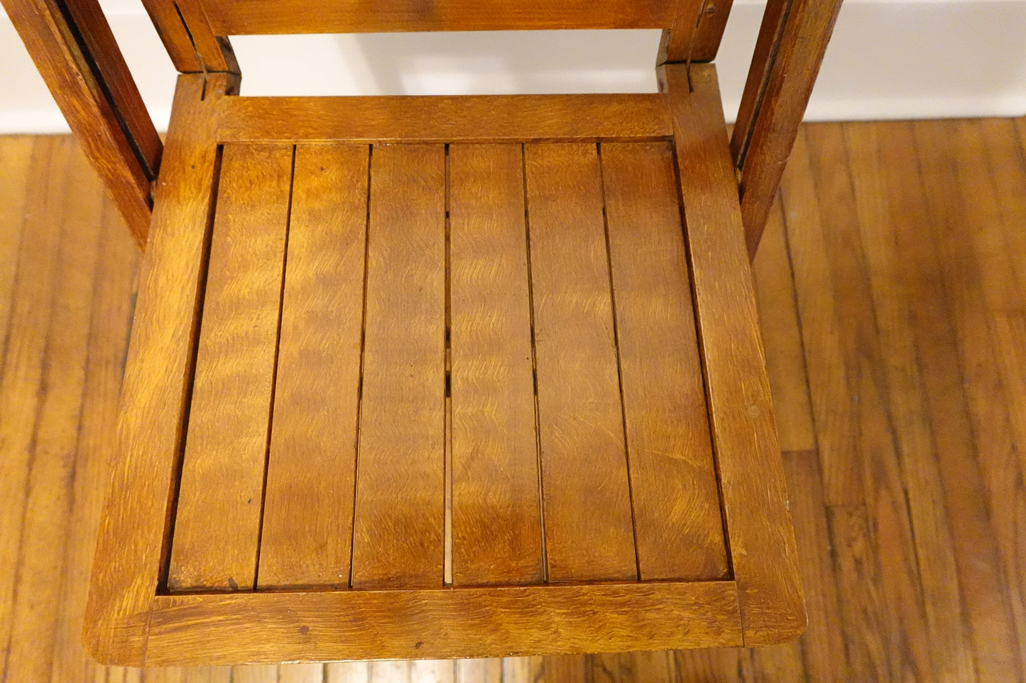 Early 1900s Antique Wood Slatted Folding Chair